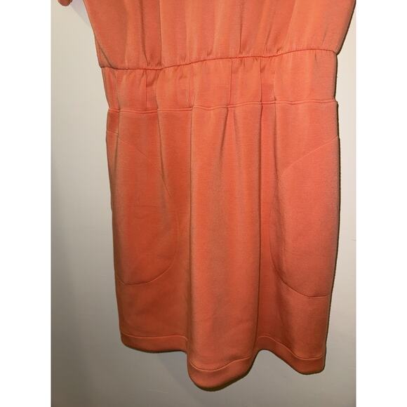 Spanx Air Essentials Cinched Waist T-shirt Dress Sunset Peach Scuba MD Pockets - Picture 4 of 6